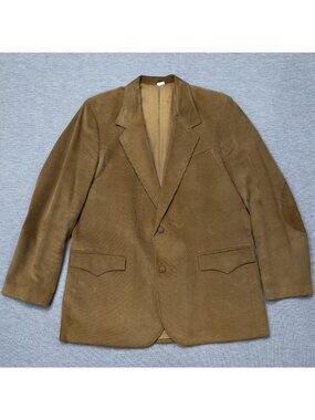 Vintage Pioneer Wear Corduroy Suit Jacket Mens Size 48 Brown Blazer Elbow Patch